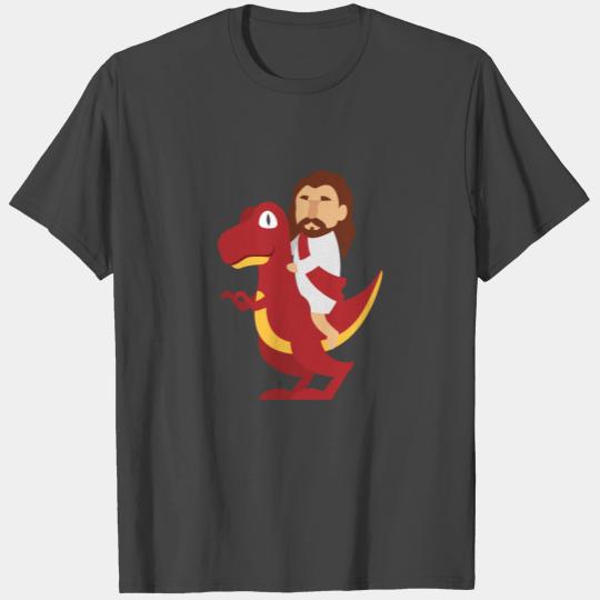 Jesus Riding A Dinosaur Funny Christian Religious T Shirts