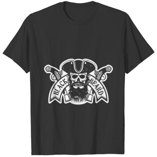 Black Beard Pirate Bearded Man Ocean Pirate Ship S T Shirts