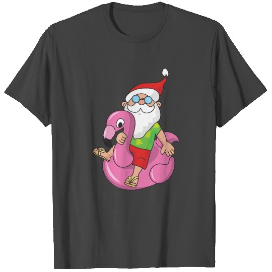 Funny Santa Claus Xmas Merry Christmas Flamingo T Shirts