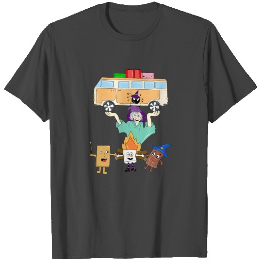 HALLOWEEN CAMPING VAN marshmallow WITCH FUNNY GIFT T Shirts