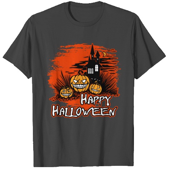 Happy Halloween Haunted House And Pumpkins T Shirts