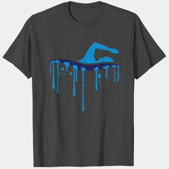 cool wet drop graffiti spray logo swim swimmer clu T Shirts