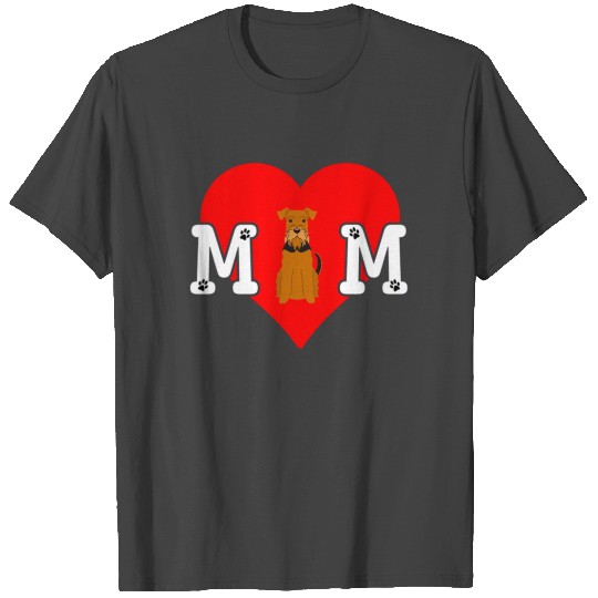 Dog Mom Heart Paw Prints Airedale Terrier T Shirts
