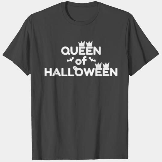 Queen of Halloween Crown Bat Tombstone T Shirts