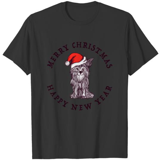 Merry Christmas & Happy New Year Santa Claus Dog T Shirts