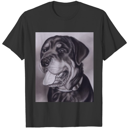 Rottweiler Dog Drawing Portrait Black And White T Shirts