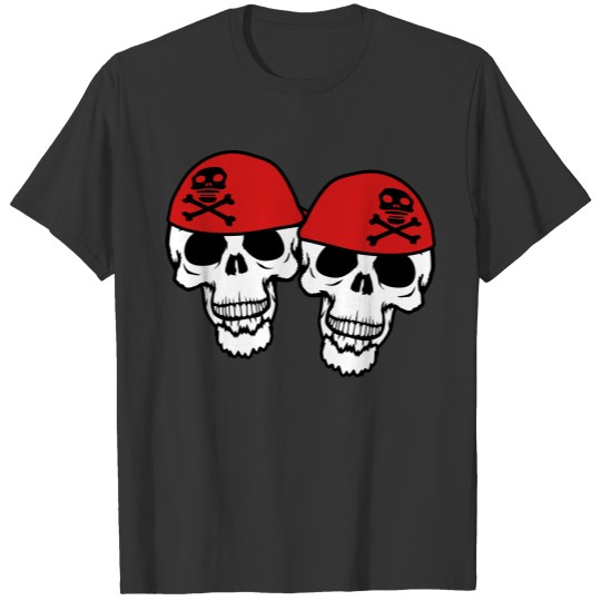 team couple 2 friends duo captain sailor pirate pi T-shirt