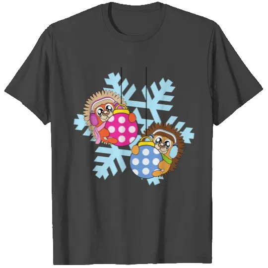 Snowflakes Christmas Tree Ball Ornaments Hedgehog T Shirts
