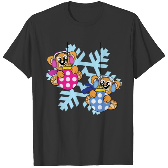 Snowflakes Christmas Tree Ball Ornaments Bear Snow T Shirts