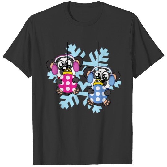 Snowflakes Christmas Tree Ball Ornaments Panda T Shirts