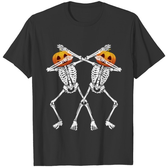 Funny Dabbing Skeleton Pumpkin Halloween T-shirt D T-shirt
