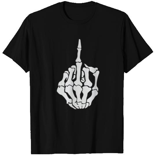 Skull Skeleton Middle Finger Top Mad Angry Rude T Shirts