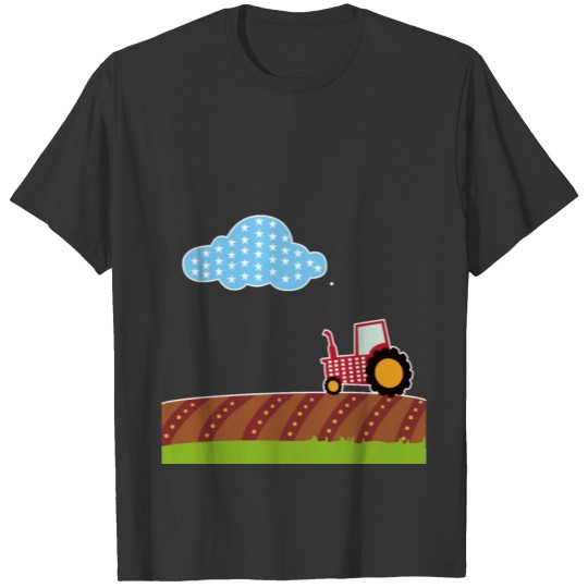 tractor field cloud farming plow gift idea T-shirt