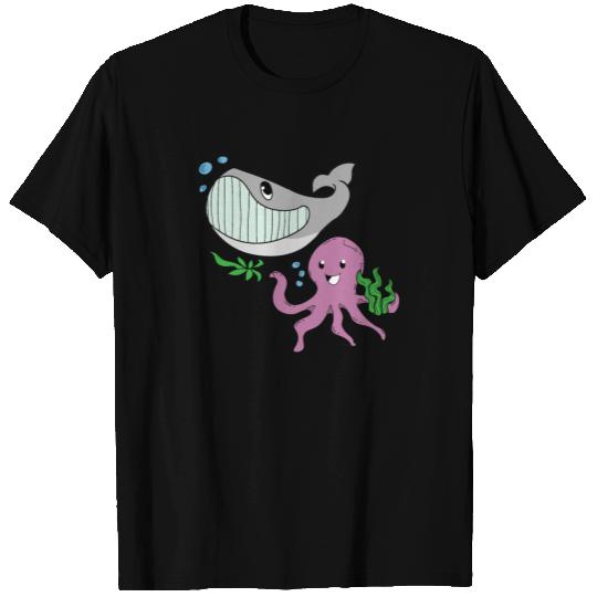 whale octopus happy swim gift idea T Shirts