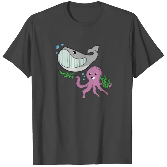 whale octopus happy swim gift idea T Shirts
