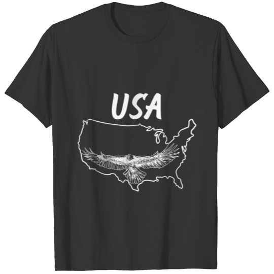 USA Country Map And Bald Eagle T-shirt