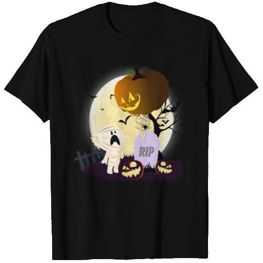 Scared Ghost in Graveyard T Shirts
