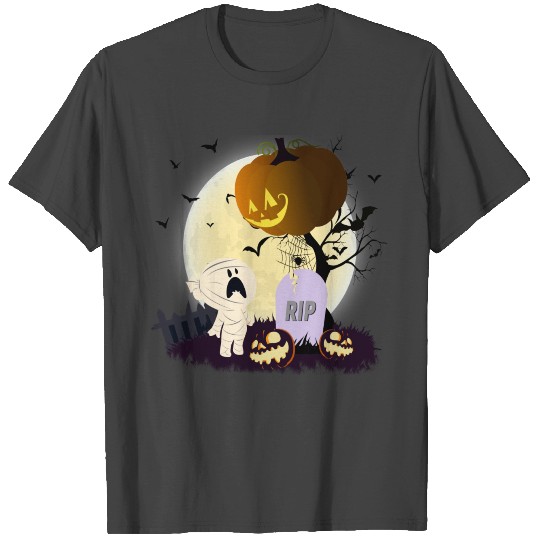 Scared Ghost in Graveyard T Shirts