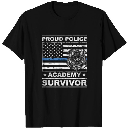 4 proud police academy survivor badges T Shirts