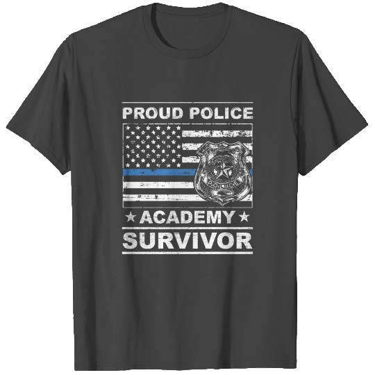 4 proud police academy survivor badges T Shirts