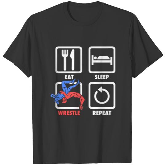 WRESTLING: Eat Sleep Wrestle Repeat T-shirt