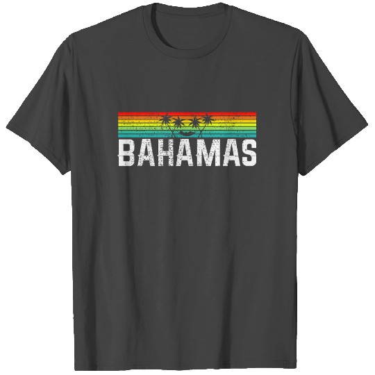 Bahamas Rainbow Palm Trees Retro T Shirts