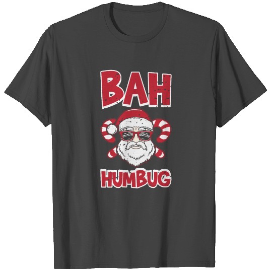 Bah Humbug Santa Candy Cane Glasses Anti Xmas Hate T Shirts