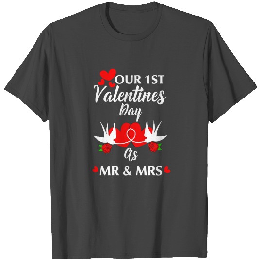 1st Valentines Day As Mr & Mrs Husband Wife Novelty T Shirts