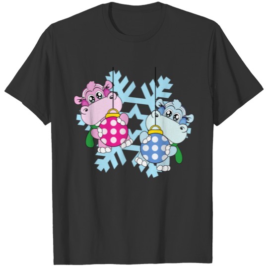 Hippos Christmas Tree Ball Ornaments Xmas T Shirts