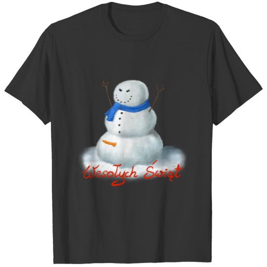Snowman Horny Evil Scarf Wesolych Swiat T-shirt