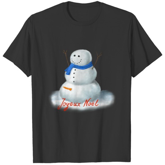 Snowman Horny Happy Scarf Joyeux Noel T-shirt