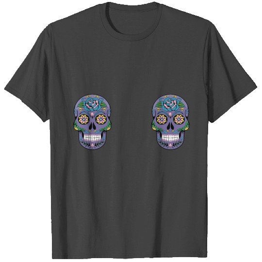 Mexican Mermaid Skull Purple Colour Halloween Gift T Shirts