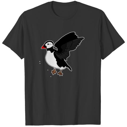 Funny Puffin - Flying Bird Seafowl Short Neck T Shirts