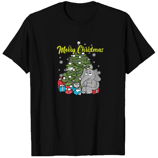 Merry Christmas Elephant Present T Shirts