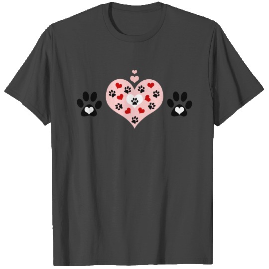Hearts and Paw Prints Women's Premium T Shirts