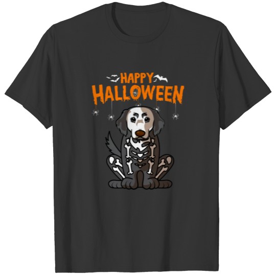 Happy Halloween Golden Retriever Skeleton Dog Cost T Shirts