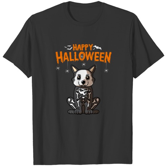 Happy Halloween Welsh Corgi Skeleton Dog Costume T T Shirts