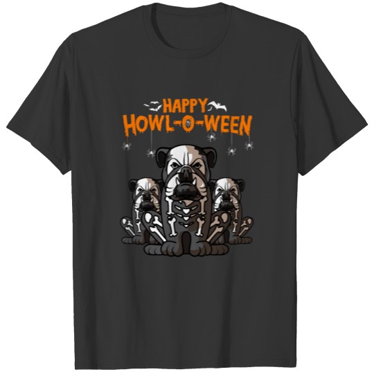 Happy Howl-o-ween Bulldog Skeleton Dog Costume T-S T Shirts