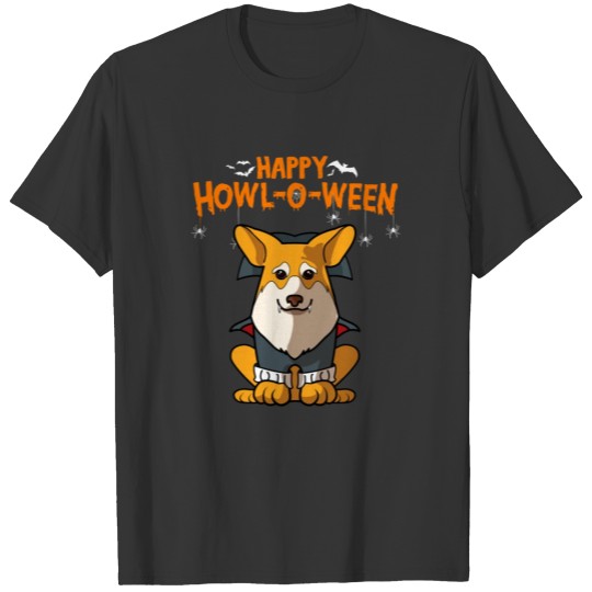 Happy Howl-o-ween Welsh Corgi Dracula Vampire Dog T Shirts