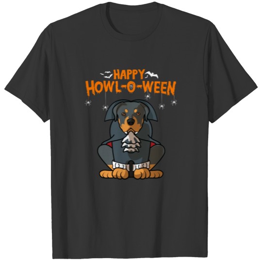 Happy Howl-o-ween Rottweiler Dracula Vampire Dog C T Shirts