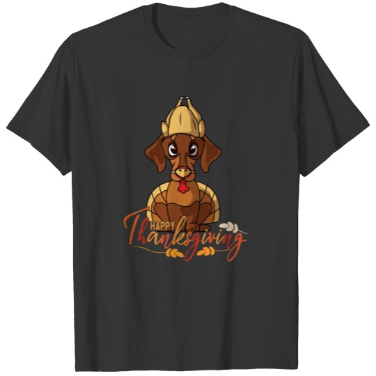 Happy Thanksgiving Dachshund Turkey Dog Costume T- T Shirts