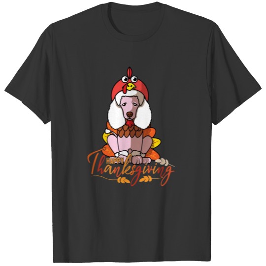 Happy Thanksgiving Poodle Turkey Dog Costume T-Shi T Shirts