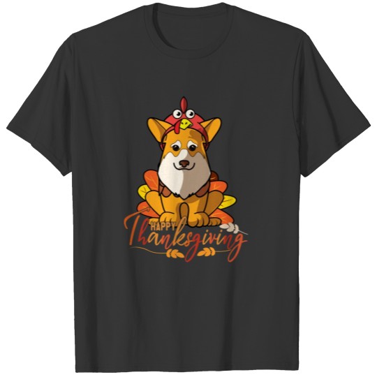 Happy Thanksgiving Welsh Corgi Turkey Dog Costume T Shirts