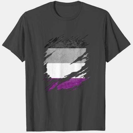 Asexual Pride Flag Ripped Reveal T Shirts