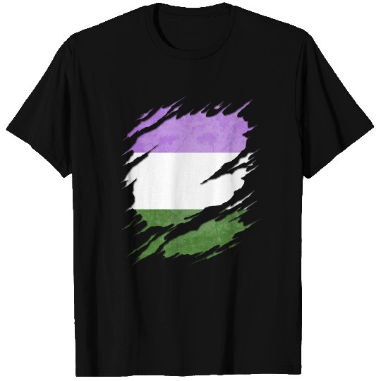 Genderqueer Pride Flag Ripped Reveal T Shirts