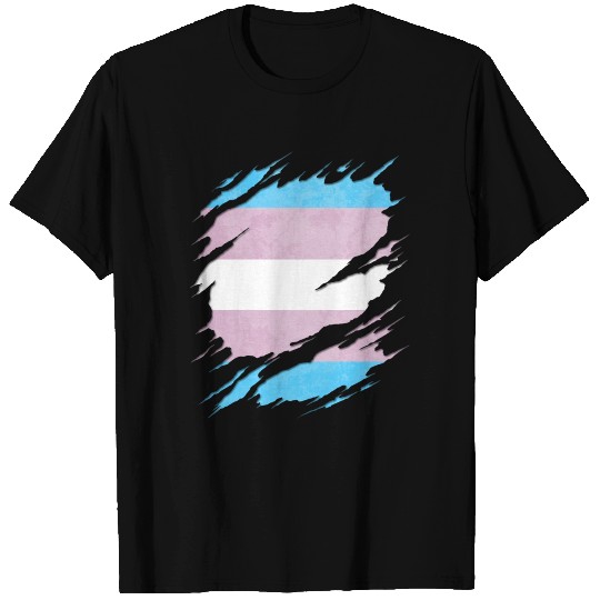 Transgender Pride Flag Ripped Reveal T Shirts