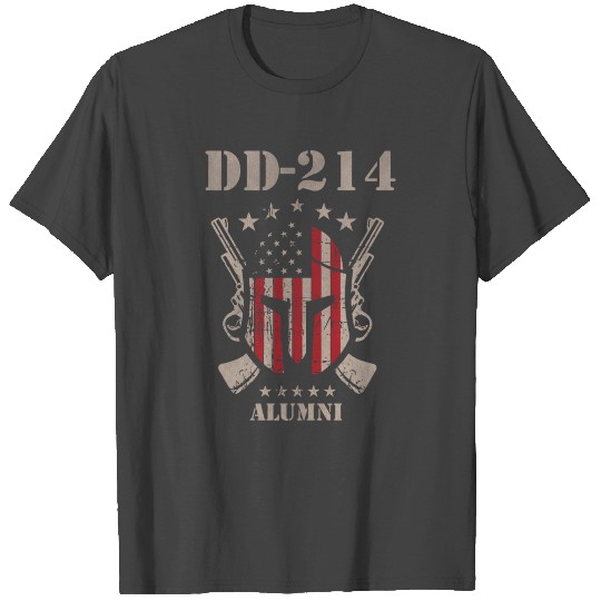 DD-214 US Armed Force Alumni American Flag Veteran T Shirts
