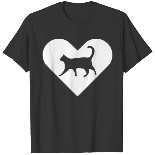 Heart-Cat (white) T Shirts