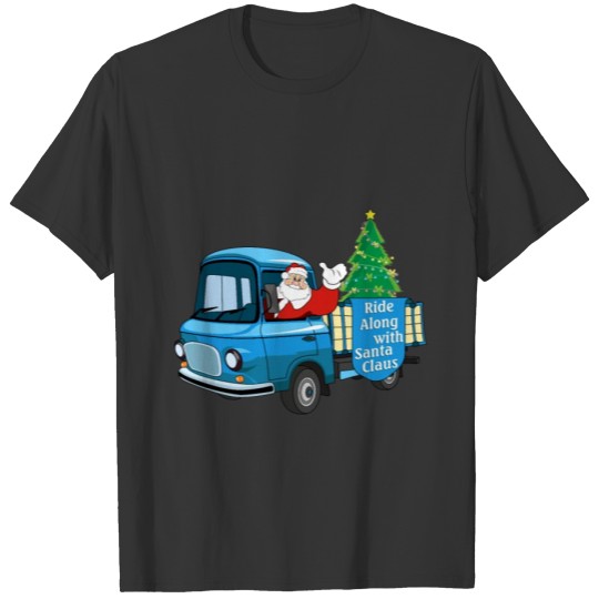 Santa Ride Blue T Shirts