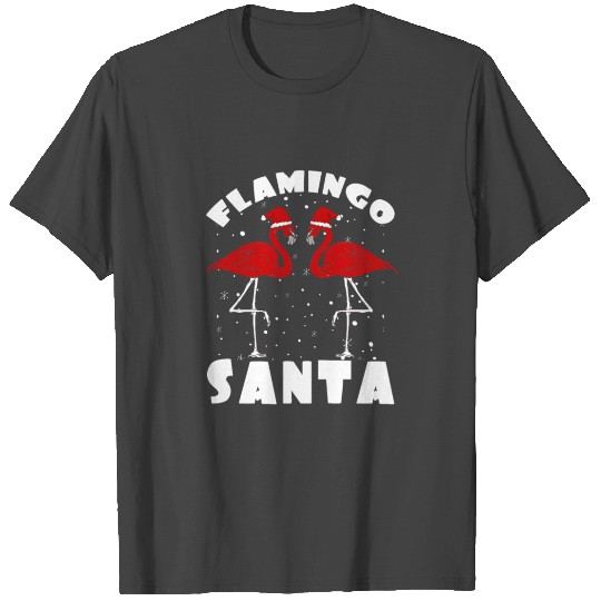 Merry Christmas Flamingo Santa Claus Snow T Shirts